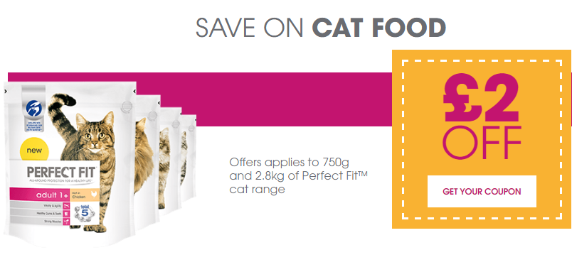 Perfect Fit cat food discount vouchers