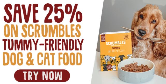 Free Scrumbles cat and dog food discount code